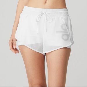 ALO Yoga Ambiance Logo Athletic Shorts in White